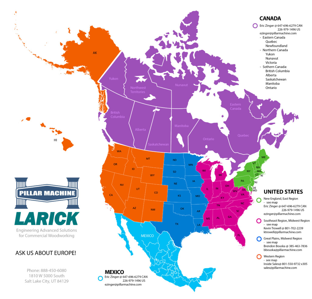 PILLAR-us-canada-map7 pillar machine how to buy and find a dealer in the united states canada mexico and europe